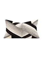 Decorative Cushion for Sofa and Living Room: Luxurious Black and Gray Genuine Horsehair Patchwork Lumbar Pillow for Model Homes and Villas - Image 5