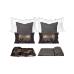 10-Piece Gray-Toned Bedding Set for Soft Furnishings Showrooms, Hotel Furniture Showrooms, Bedding, Peacock Feather Throws, and Pillows - Image 9