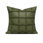 Showroom Home Decor: Green Leather Hand-Pleated Sofa Cushions for the Living Room, New Style High-Back Cushions - Image 5