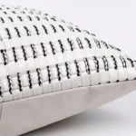 Beige Leather-Woven Cushion | Luxurious and Sophisticated Living Room Pillow | Minimalist Modern Square Cushion - Image 4