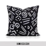 Soft Furnishings: Sofa, Model Home, Bay Window, Hotel, B&B, Modern, Nordic, Italian, Light Luxury, Black and White, Embroidered Cushions and Pillows