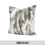 Minimalist Modern New Chinese-Style Nordic-Inspired Sofa Showroom Cushions: Gray-White Rabbit Fur Plush Cushions - Image 2