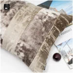 Brocade and Brown Ice-Patterned Velvet Patchwork Cushion: Vintage Living Room Sofa Long Cushion, Model Home Showroom, Bedside and Lumbar Pillow Covers - Image 2