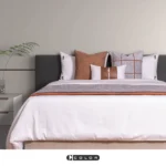 Soft Furnishings for Model Homes: Light Luxury High-End 4-Piece Bedding Set in Taupe, High-End Custom-Made Bedding with a Nine-Grid Design
