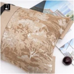 Brocade-Patterned New Chinese-Style Ink-Washed Landscape Waist Pillow; Light Beige Geometric Patchwork Rectangular Pillow; Model Home Decor; Customizable - Image 2