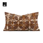 Coffee-colored, high-end, luxury-style woven genuine horsehair lumbar cushion for sofas and living rooms; model home and villa bedside cushion