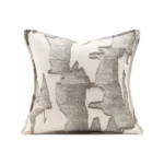 Beige Fringed Square Cushion, 45x45 cm, New Chinese-Style Landscape Design, PP Cotton Filling, Wabi-Sabi Style Living Room Cushion - Image 5
