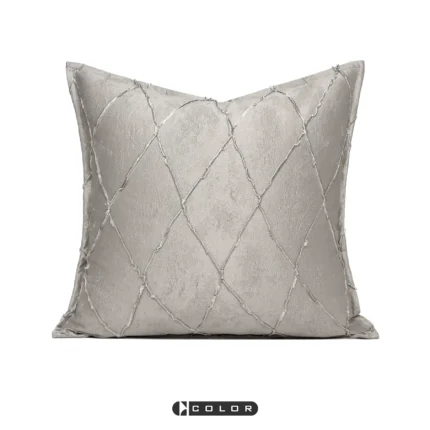 Soft furnishings, sofa, model home, bay window, Nordic and Italian styles, light luxury, gray, imported fabric, high-end textured throw pillows and cushions