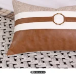Bedding set for model homes in a slightly luxurious wabi-sabi style: 4-piece set in brown with black-and-white stripes - Image 4