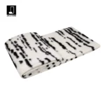 Showroom Hotel Villa: Italian-style modern luxury sofa with throw and bedspread; black-and-white tweed striped footboard throw - Image 2