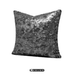 Soft furnishings: Sofa, model home, bay window, modern, Nordic, Italian, light luxury, high-end, deep gray, gold-embossed, crinkled throw pillows - Image 2