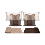 10-piece bedding set in shades of brown for model homes – upscale Italian hotel-style bedding with a bedspread, pillows, and pillowcases - Image 6