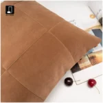 Brocade and Brown Suede Cushions: Luxury Living Room Sofa Pillows for Villas, Hotel Showrooms, and Exhibition Halls - Image 2