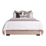 Soft Furnishings for Model Homes: Light Luxury High-End 4-Piece Bedding Set with Green Woven Fabric, Leather, and Horn Buttons - Image 5