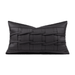 Black Leather Hand-Woven Lumbar Pillow for Sofas and Living Rooms: A Touch of Luxury for Showrooms and Villas - Image 5