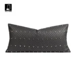 Decorative Cushion for Sofa, Living Room, Light Luxury, Premium Look, Gray Leather, Hand-Tufted, Lumbar Pillow, Model Home, Villa, Bedside Cushion