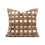 Coffee-colored, high-end, luxury-style woven horsehair square throw pillow for sofas and living rooms; model home and villa bedside cushion - Image 5