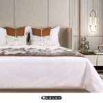 Soft Furnishings for Model Homes: Luxury 4-Piece Bedding Set in Orange Leather and White, Iins-Style Bedding - Image 2