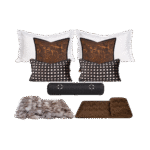 11-Piece Brown-Toned Bedding Set for Soft Furnishing Showrooms, Hotel Furniture Showrooms, Bedding, Fox Fur Throws, and Pillows - Image 9