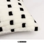 Soft Furnishings: Sofa, Model Home, Bay Window, Living Room, Nordic, Italian, Light Luxury, Black and White, Fuzzy, Geometric Pattern, Cushions, Pillows - Image 3