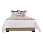 Bedding set for model homes in a slightly luxurious wabi-sabi style: 4-piece set in brown with black-and-white stripes - Image 5