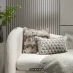 Cushion for Sofa, Living Room, Minimalist, Modern, Luxury-Style, Beige-Gray Shaggy Fox Fur Cushion Cover - Image 2