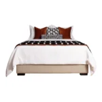 Soft Furnishings for Model Homes: Luxury 4-Piece Bedding Set with Orange 3D Quilted Cotton Texture (10-Piece Set) - Image 5