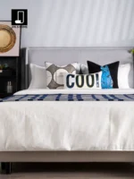 Children's Room Showroom: Blue “Cool” Theme Embroidered Minimalist Modern Boys' Bedroom Bedding 8-Piece Set - Image 2