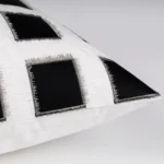 Cushions for Sofas and Living Rooms: Light Luxury, High-End, Modern Minimalist Showroom-Style Black-and-White Checkered Leather Embroidered Headboard and Armrest Cushions - Image 4