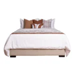 Soft Furnishings for Model Homes: Luxury 4-Piece Bedding Set with Orange Leather Embroidered Patchwork, 10-Piece Set - Image 5