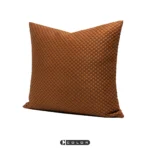 Soft Furnishings: Sofa, Model Home, Bay Window, Modern, Nordic, Italian, Light Luxury, Orange, Deer-Print Velvet, Hand-Woven Cushions and Pillows - Image 2