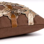 Coffee-colored, high-end, luxury-style woven genuine horsehair lumbar cushion for sofas and living rooms; model home and villa bedside cushion - Image 4