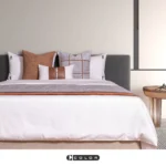Soft Furnishings for Model Homes: Light Luxury High-End 4-Piece Bedding Set in Taupe, High-End Custom-Made Bedding with a Nine-Grid Design - Image 2