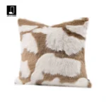 Yellow Faux Fur Square Cushions for Sofas and Living Rooms: Luxurious and Sophisticated, Modern Showroom Style, Villa Bedside Cushions - Image 2