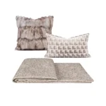 Cushion for Sofa, Living Room, Minimalist, Modern, Luxury-Style, Beige-Gray Shaggy Fox Fur Cushion Cover - Image 5