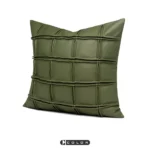 Showroom Home Decor: Green Leather Hand-Pleated Sofa Cushions for the Living Room, New Style High-Back Cushions - Image 2