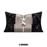 Soft furnishings: Sofa, model home, bedside, bay window, Nordic, Italian, light luxury, black velvet, textured, patchwork, lumbar pillows, throw pillows