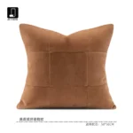 Brocade and Brown Suede Cushions: Luxury Living Room Sofa Pillows for Villas, Hotel Showrooms, and Exhibition Halls