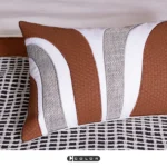 Soft Furnishings for Model Homes: Luxury 4-Piece Bedding Set with Orange Leather Embroidered Patchwork, 10-Piece Set - Image 4