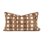 Coffee-colored, high-end, luxury-style woven genuine horsehair lumbar cushion for sofas and living rooms; model home and villa bedside cushion - Image 5