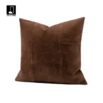 Cushion for Sofa and Living Room: Light Luxury, High-End Imported Brown Deer Suede Patchwork Square Pillow for Model Homes and Bedside Cushions - Image 2