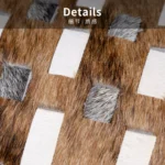 Coffee-colored, high-end, luxury-style woven genuine horsehair lumbar cushion for sofas and living rooms; model home and villa bedside cushion - Image 3