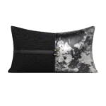 Soft Furnishings: Sofa, Model Home, Bay Window, Modern, Nordic, Italian, Light Luxury, Black Textured Leather Patchwork, Lumbar Pillows, Cushions - Image 5