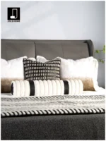Showroom Villa Living Room Sofa Throw and Bedspread: Hotel-Style Italian-Inspired Light Luxury Black-and-White W-Pattern Short-Pile Textured Footboard Rug - Image 2