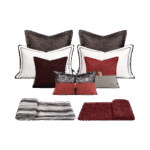 11-Piece Red Bedding Set for Soft Furnishing Showrooms: Modern, Light Luxury, High-End Wood-Grain Textured Bedding Set - Image 9