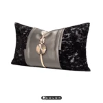 Soft furnishings: Sofa, model home, bedside, bay window, Nordic, Italian, light luxury, black velvet, textured, patchwork, lumbar pillows, throw pillows - Image 2