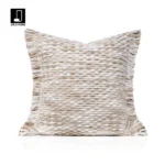 Cushion for Sofa in Living Room: Minimalist Modern Wabi-Sabi Style Model Unit - Off-White Hand-Woven Cotton-Linen Cushion Cover