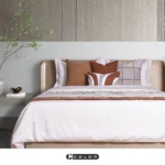 Soft Furnishings for Model Homes: Luxury 4-Piece Bedding Set with Orange Leather Embroidered Patchwork, 10-Piece Set