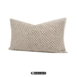 Soft Furnishings: Sofa, Model Home, Bay Window, Modern Italian-Style, Light Luxury, Wabi-Sabi Aesthetic, Beige-Brown Wool Cushions with Curved Edges - Image 2