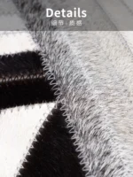 Decorative Cushion for Sofa and Living Room: Luxurious Black and Gray Genuine Horsehair Patchwork Lumbar Pillow for Model Homes and Villas - Image 3